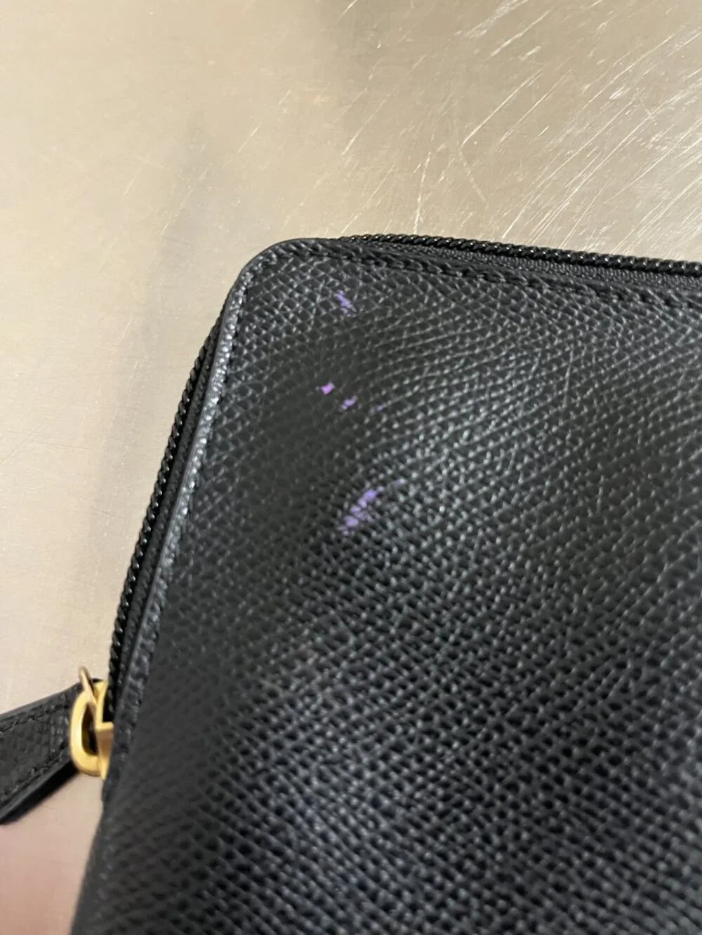 COACH Storypatch Wristlet Crossgrain Leather Black Pouch Clutch
